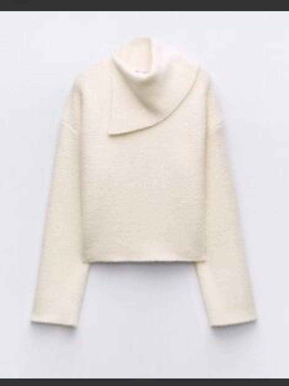 Zara Cream Cropped Funnel Neck Sweater